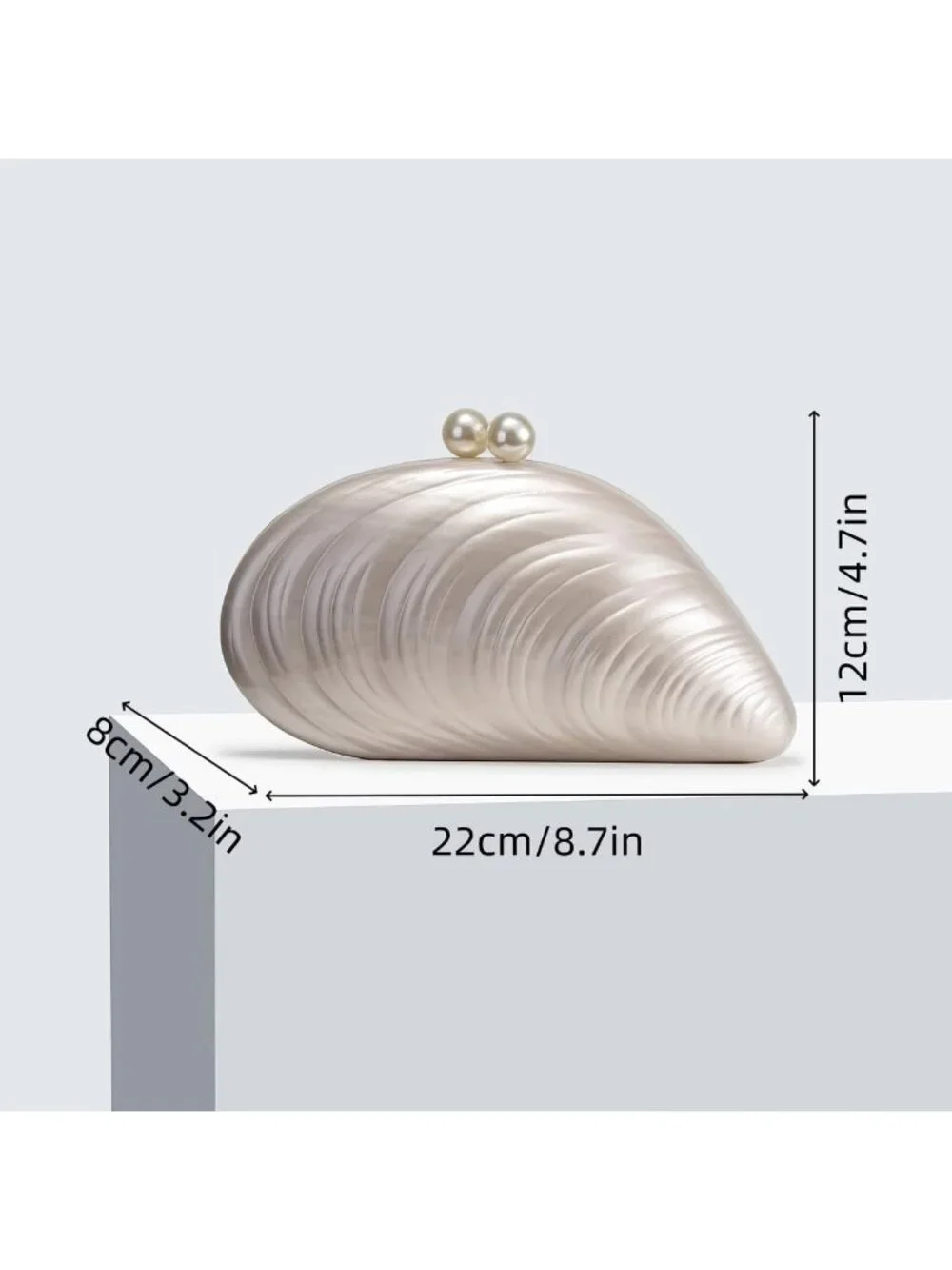 Glitter Marble Seashell Chain Shoulder Bag - Acrylic Evening Clutch for Weddings
